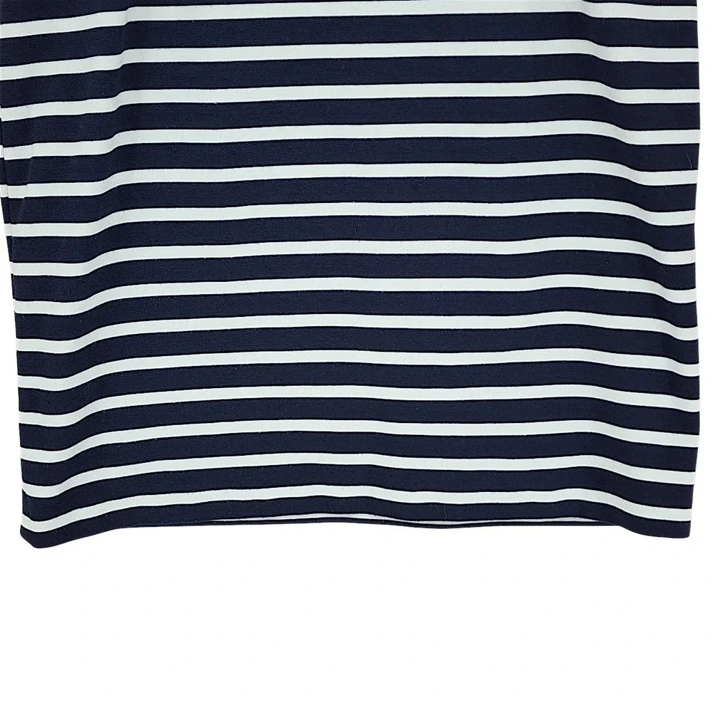 Michael Kors Striped Dress S Nautical Navy Blue White Zip Front Hamptons Preppy